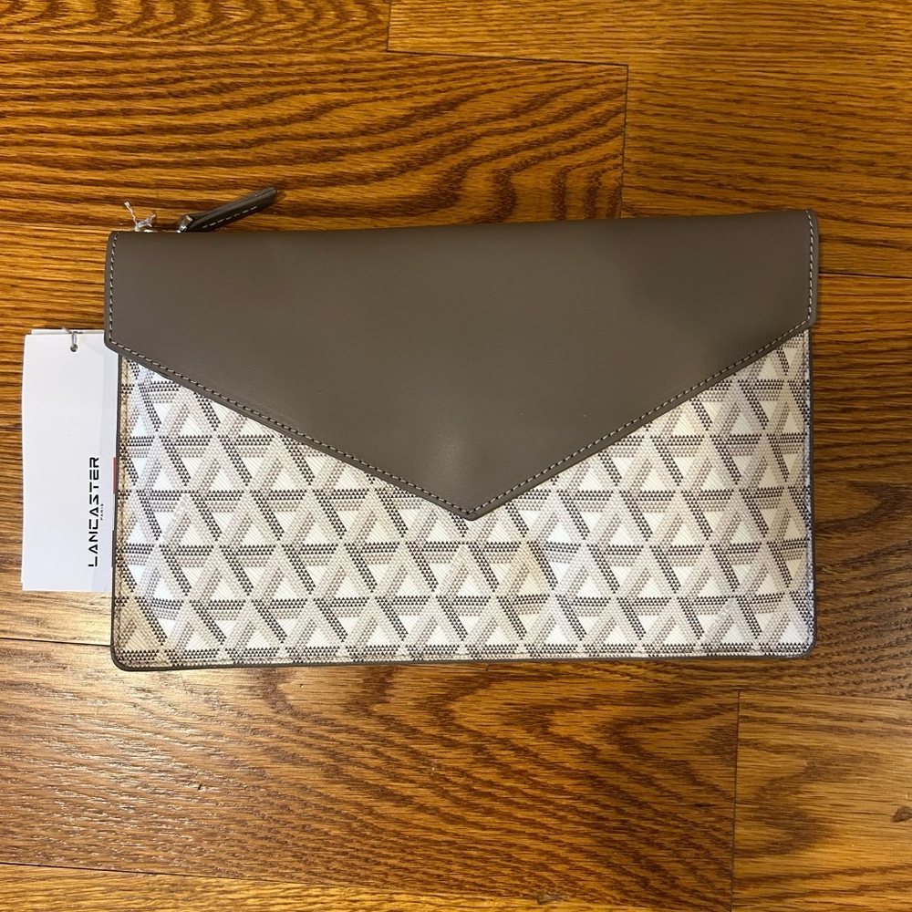 Lancaster Gray and White Clutch - NWT